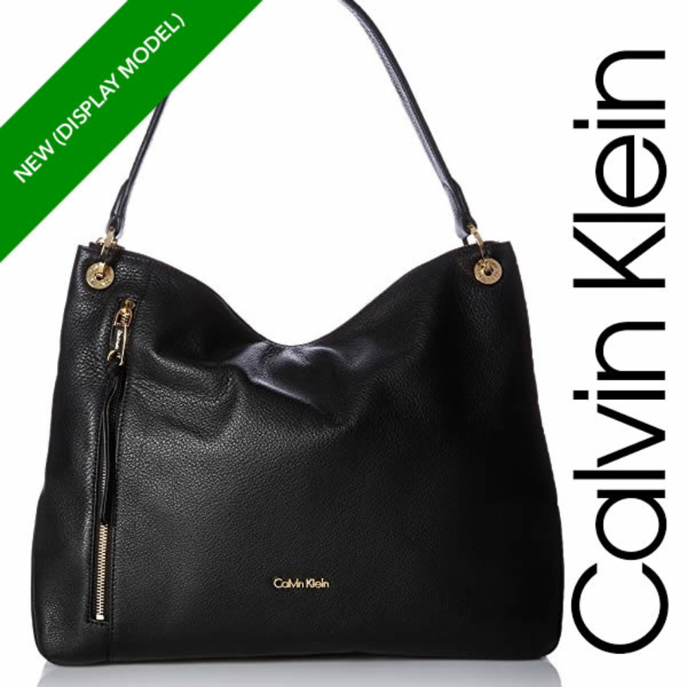 **NEW (DISPLAY)** CK Blk Leather Slouchy Hobo Bag